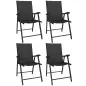 Conjunto de 4 Sillas de Jardín Exterior Plegables con Respaldo Alto y Reposabrazos para Terraza Playa 58x62x97 cm Negro