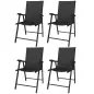Conjunto de 4 Sillas de Jardín Exterior Plegables con Respaldo Alto y Reposabrazos para Terraza Playa 58x62x97 cm Negro