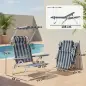 Juego de 2 Sillas de Playa Plegables con Dosel Ajustable Respaldo Reclinable 6 Posiciones Reposacabezas Azul y Blanco