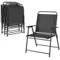 Pack de 4 Sillas de Camping Plegables con Respaldo Alto Asiento Ancho y Reposabrazos Tela Textilene Transpirable Negro