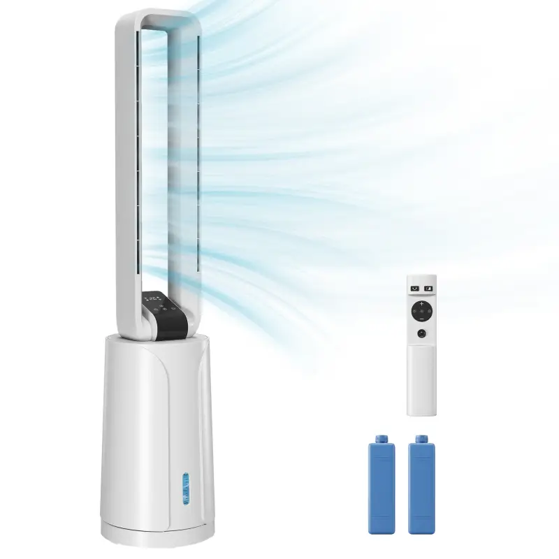 Enfriador de Aire 3 en 1 con Depósito de 1,7L Modos Ajustables Temporizador Control Remoto 24,7x24,7x109,5 cm Blanco