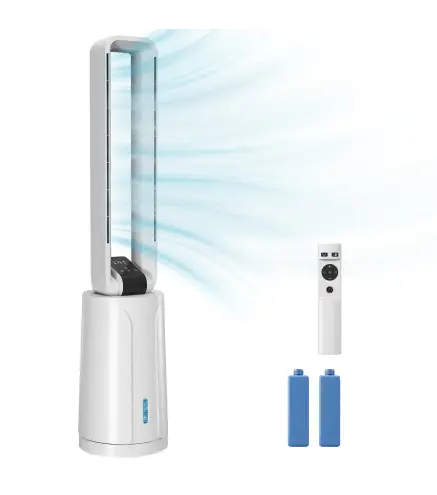 Enfriador de Aire 3 en 1 con Depósito de 1,7L Modos Ajustables Temporizador Control Remoto 24,7x24,7x109,5 cm Blanco