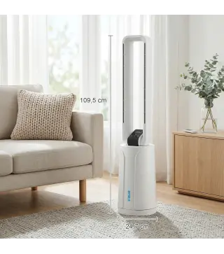 Enfriador de Aire 3 en 1 con Depósito de 1,7L Modos Ajustables Temporizador Control Remoto 24,7x24,7x109,5 cm Blanco