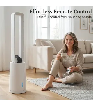 Enfriador de Aire 3 en 1 con Depósito de 1,7L Modos Ajustables Temporizador Control Remoto 24,7x24,7x109,5 cm Blanco