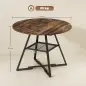 Mesa de Comedor Redonda para 4 Personas con Estante Marco Metálico para Sala de Estar Ø100x76 cm Marrón Rústico