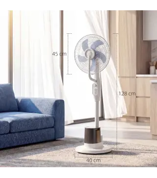 Ventilador Nebulizador 90W Oscilación de 70° 3 Velocidades 5 Aspas Depósito de Agua de 3,5L 5 Ruedas Blanco