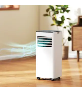 Aire Acondicionado Portátil 7000 BTU 4 en 1 Enfriamiento Deshumidificador Ventilador Temporizador para 26 m² Blanco