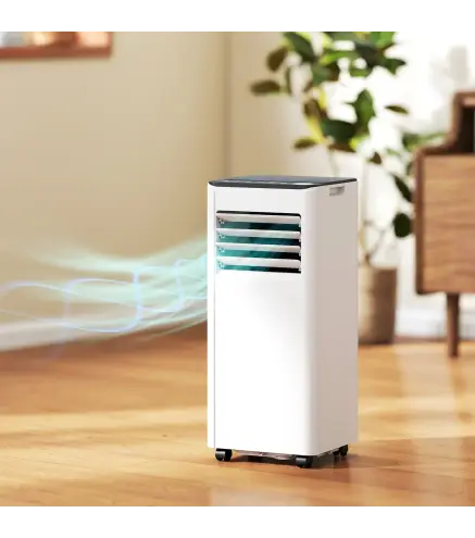 Aire Acondicionado Portátil 7000 BTU 4 en 1 Enfriamiento Deshumidificador Ventilador Temporizador para 26 m² Blanco