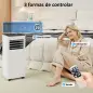 Aire Acondicionado Portátil 7000 BTU 4 en 1 Enfriamiento Deshumidificador Ventilador Temporizador para 26 m² Blanco