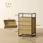 Cómoda Dormitorio con 4 Cajones Superficie de Vidrio Templado Estante Abierto Estructura de Acero 60x40x94,5 cm Teca