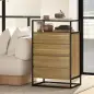 Cómoda Dormitorio con 4 Cajones Superficie de Vidrio Templado Estante Abierto Estructura de Acero 60x40x94,5 cm Teca