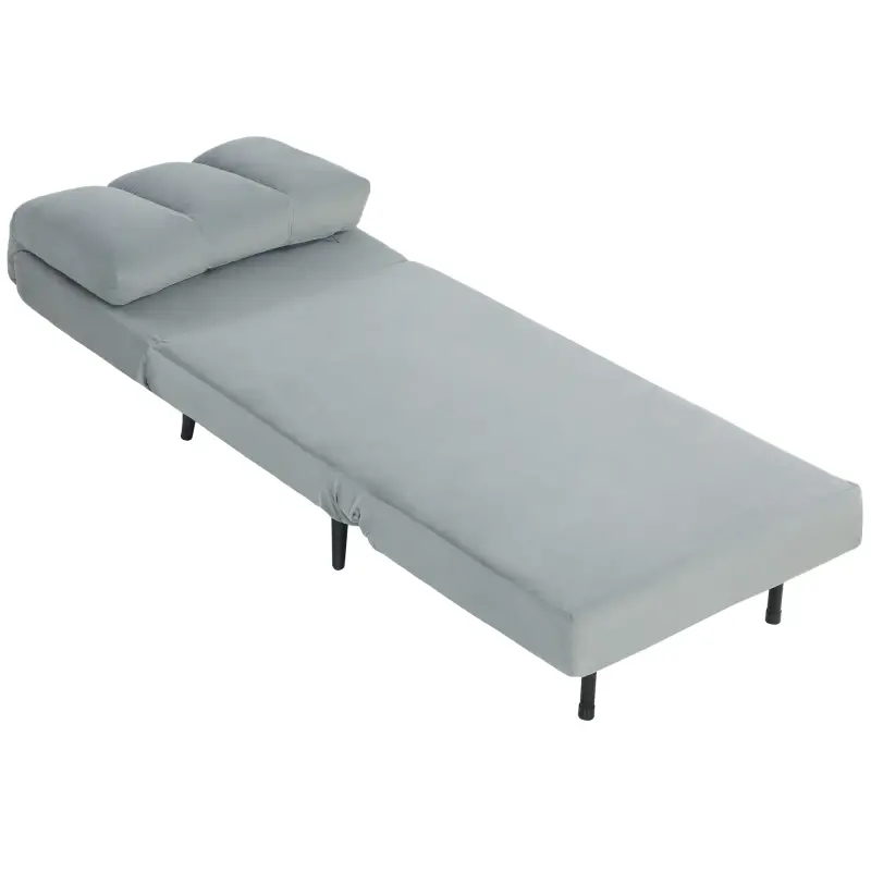 Sillón Cama Individual 3 en 1 Sofá Cama Plegable con Respaldo Ajustable y Cojín Grueso para Salón 72x88x87 cm Gris