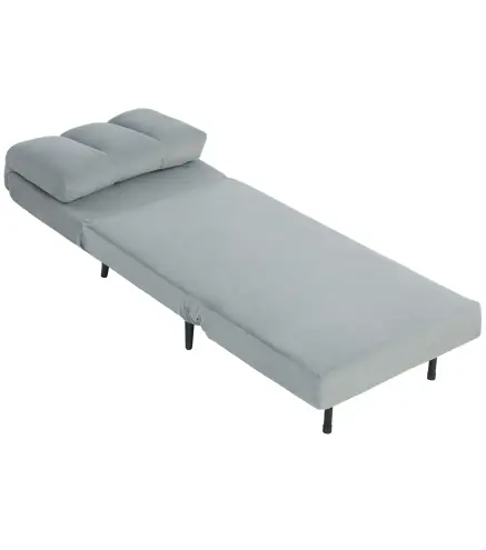 Sillón Cama Individual 3 en 1 Sofá Cama Plegable con Respaldo Ajustable y Cojín Grueso para Salón 72x88x87 cm Gris