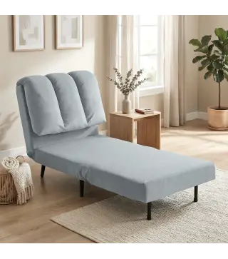 Sillón Cama Individual 3 en 1 Sofá Cama Plegable con Respaldo Ajustable y Cojín Grueso para Salón 72x88x87 cm Gris