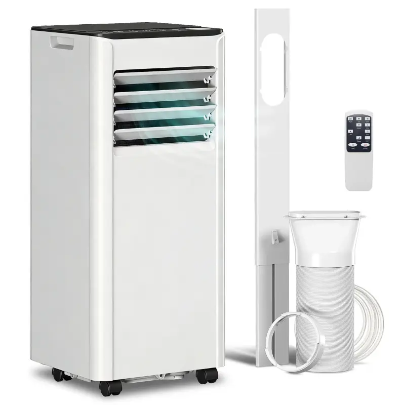 Aire Acondicionado Portátil 9000 BTU 4 en 1 Enfriamiento Deshumidificador Ventilador Temporizador para 28 m² Blanco