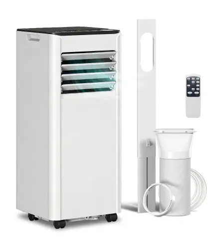 Aire Acondicionado Portátil 9000 BTU 4 en 1 Enfriamiento Deshumidificador Ventilador Temporizador para 28 m² Blanco