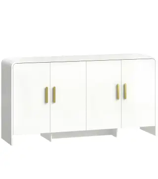 Aparador de Cocina con 4 Estantes 4 Puertas de Cierre Suave Mueble para TV de 72 Pulgadas 152x40x80 cm Blanco