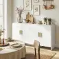 Aparador de Cocina con 4 Estantes 4 Puertas de Cierre Suave Mueble para TV de 72 Pulgadas 152x40x80 cm Blanco