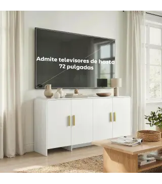 Aparador de Cocina con 4 Estantes 4 Puertas de Cierre Suave Mueble para TV de 72 Pulgadas 152x40x80 cm Blanco