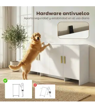 Aparador de Cocina con 4 Estantes 4 Puertas de Cierre Suave Mueble para TV de 72 Pulgadas 152x40x80 cm Blanco