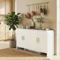 Aparador de Cocina con 4 Estantes 4 Puertas de Cierre Suave Mueble para TV de 72 Pulgadas 152x40x80 cm Blanco
