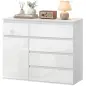 Aparador de Salón con 5 Cajones Estantes Ajustables Puerta de Cierre Suave 100x40x80 cm Blanco Brillo