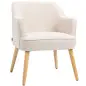 Butaca de Salón Moderna Sillón Tapizado en Lino Sintético Patas de Madera para Dormitorio Oficina 64,5x65x79,5 cm Crema