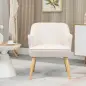 Butaca de Salón Moderna Sillón Tapizado en Lino Sintético Patas de Madera para Dormitorio Oficina 64,5x65x79,5 cm Crema