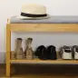 Banco Zapatero de Bambú Zapatero con Asiento Tapizado para 3 Pares de Zapatos con Estante de Listones 90x30x46cm Natural