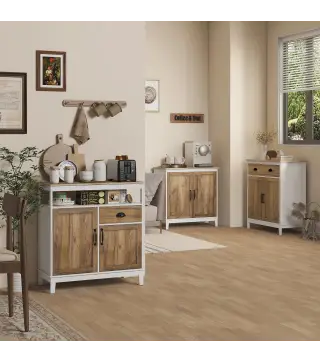 Aparador para Salón Rústico Armario de Almacenamiento con Cajón y Puertas y Estante Ajustable 78,5x39x89,4 cm Marrón