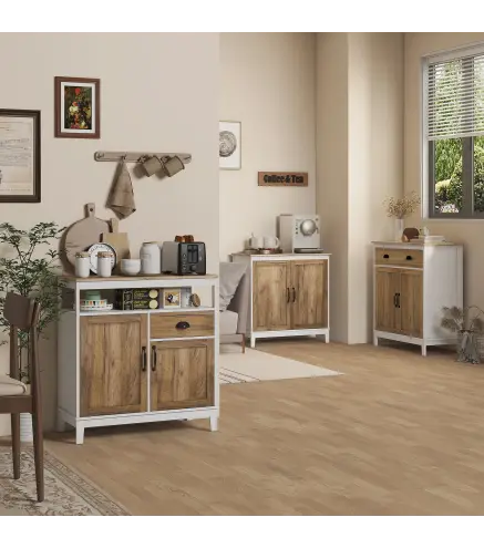 Aparador para Salón Armario de Almacenamiento con Cajón 2 Puertas y Estante Ajustable 78,5x39x89,4 cm Marrón