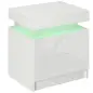 Mesita de Noche Blanca con Luz LED Mesita Decorativa con 2 Cajones y Mando a Distancia 45x35x52 cm Blanco