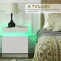 Mesita de Noche Blanca con Luz LED Mesita Decorativa con 2 Cajones y Mando a Distancia 45x35x52 cm Blanco
