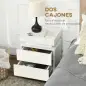 Mesita de Noche Blanca con Luz LED Mesita Decorativa con 2 Cajones y Mando a Distancia 45x35x52 cm Blanco