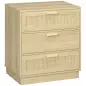 Cómoda con 3 Cajones de Rejilla de Ratán Cajonera de Madera para Dormitorio Estilo Cannage Bohemio 60x38x69 cm Natural