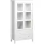 Vitrina de Salón Aparador de Cocina con 2 Puertas de Vidrio 3 Estantes 2 Cajones para Comedor Oficina 80x40x160cm Blanco
