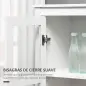Vitrina de Salón Aparador de Cocina con 2 Puertas de Vidrio 3 Estantes 2 Cajones para Comedor Oficina 80x40x160cm Blanco