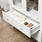 Vitrina de Salón Aparador de Cocina con 2 Puertas de Vidrio 3 Estantes 2 Cajones para Comedor Oficina 80x40x160cm Blanco