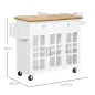 Carro de Cocina con Ruedas Isla de Cocina con 2 Cajones 3 Puertas de Vidrio Templado Toallero 124,5x39,5x90 cm Blanco