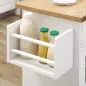 Carro de Cocina con Ruedas Isla de Cocina con 2 Cajones 3 Puertas de Vidrio Templado Toallero 124,5x39,5x90 cm Blanco