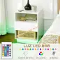 Mesita de Noche con Luz LED Mesilla de Noche con Mando a Distancia Cajón de Alto Brillo y 2 Estantes 40x40x55 cm Blanco Mesita de Noche con Luz LED Mesilla de Noche con Mando a Distancia Cajón de Alto Brillo y 2 Estantes 40x40x55 cm Blanco