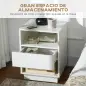 Mesita de Noche con Luz LED Mesilla de Noche con Mando a Distancia Cajón de Alto Brillo y 2 Estantes 40x40x55 cm Blanco Mesita de Noche con Luz LED Mesilla de Noche con Mando a Distancia Cajón de Alto Brillo y 2 Estantes 40x40x55 cm Blanco