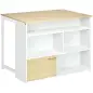 Isla de Cocina con Ala Abatible Mesa de Bar Alta con Múltiples Compartimentos 116x79,5x91 cm Blanco