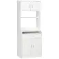 Alacena de Cocina Aparador de Comedor con 4 Puertas Bandeja Extraíble Estante Ajustable Cajón 70x40x180 cm Blanco