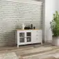 Aparador para Salón Armario Auxiliar con 2 Puertas de Vidrio 3 Cajones Estante Ajustable para Cocina 120x40x70 cm Blanco