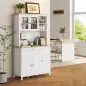Alacena de Cocina Mueble Auxiliar de Cocina con 5 Puertas Estante Ajustable y Encimera de Microondas 100x40x180cm Blanco