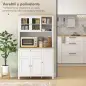 Alacena de Cocina Mueble Auxiliar de Cocina con 5 Puertas Estante Ajustable y Encimera de Microondas 100x40x180cm Blanco