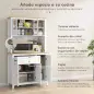Alacena de Cocina Mueble Auxiliar de Cocina con 5 Puertas Estante Ajustable y Encimera de Microondas 100x40x180cm Blanco