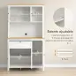 Alacena de Cocina Mueble Auxiliar de Cocina con 5 Puertas Estante Ajustable y Encimera de Microondas 100x40x180cm Blanco