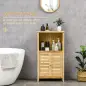 Armario Auxiliar de Baño de Bambú con 2 Puertas Compartimiento Abierto y Estante Ajustable 50x25,5x92 cm Natural